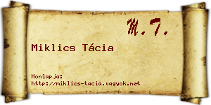 Miklics Tácia névjegykártya
